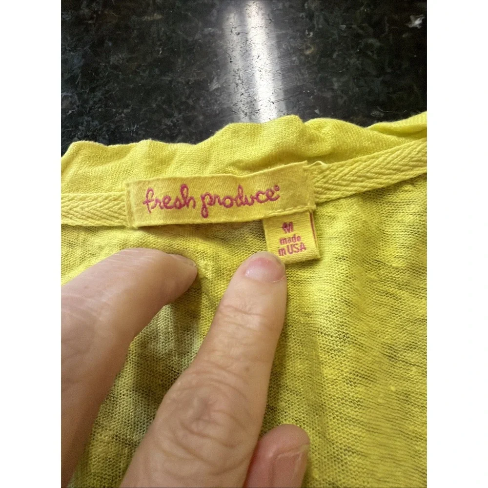 Fresh Produce Linen Jersey Tank Top Yellow Shirt Coverup Lightweight Tunic Sz M - Picture 2 of 6